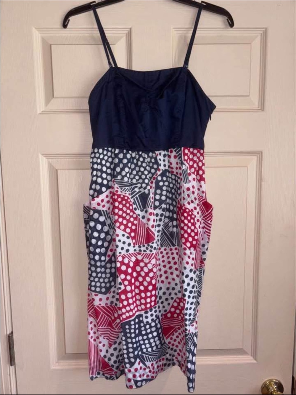 Odille Dark Navy Smocked Yoke Strappy Sundress Dress